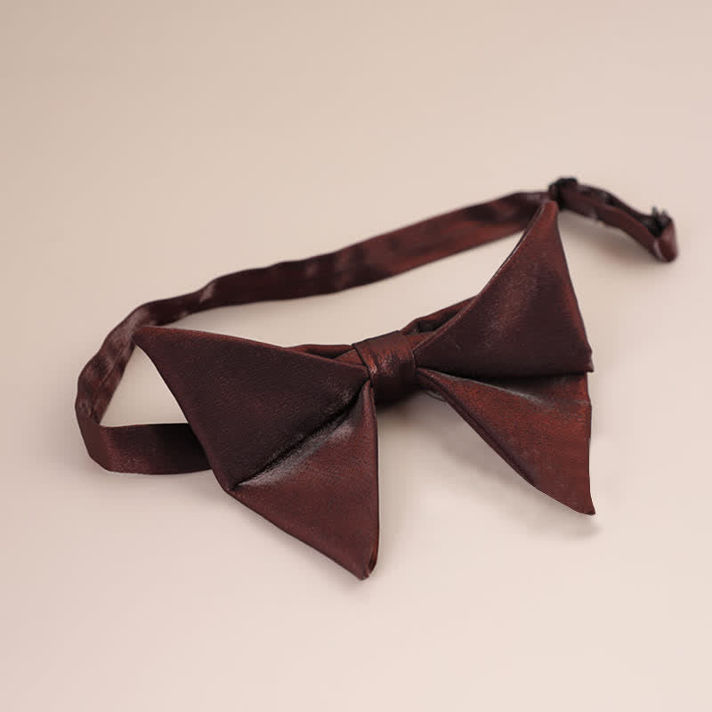 Papillon a punta oversize lucido a forma di farfalla da uomo - Marrone sella - Stile n. 1 - image 26