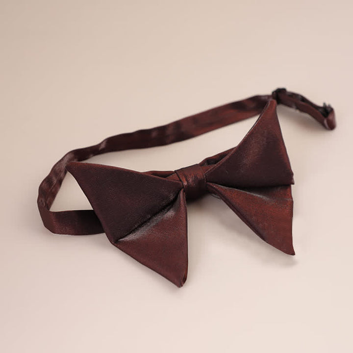 Papillon a punta oversize lucido a forma di farfalla da uomo - Marrone sella - Stile n. 1 - image 26