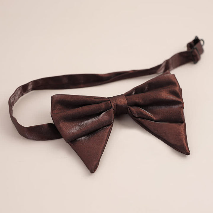 Papillon a punta oversize lucido a forma di farfalla da uomo - Marrone sella - Stile n. 2 - image 27
