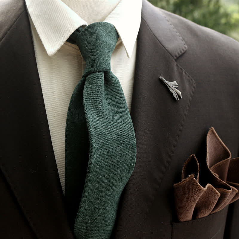 Cravatta formale vintage classica da uomo Solod Color - Verde scuro - image 0