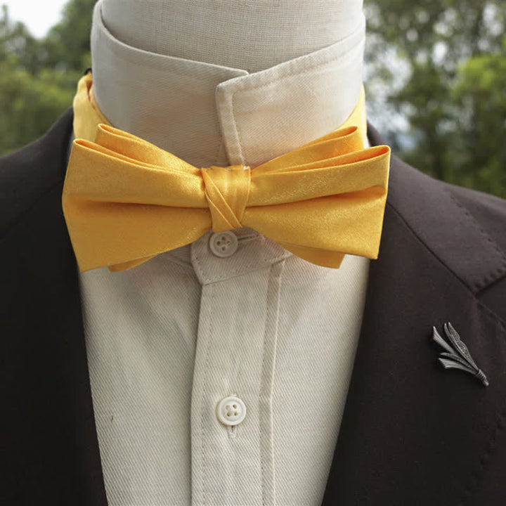 Papillon da uomo a doppio strato, tinta unita e luminoso - Giallo - Stile n. 1 - image 12