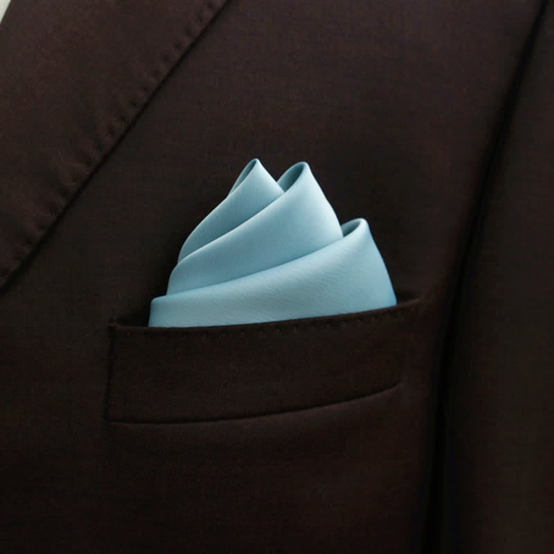 Papillon a punta tinta unita da uomo, stile bocciolo - Azzurro chiaro - Fazzoletto da taschino - image 14