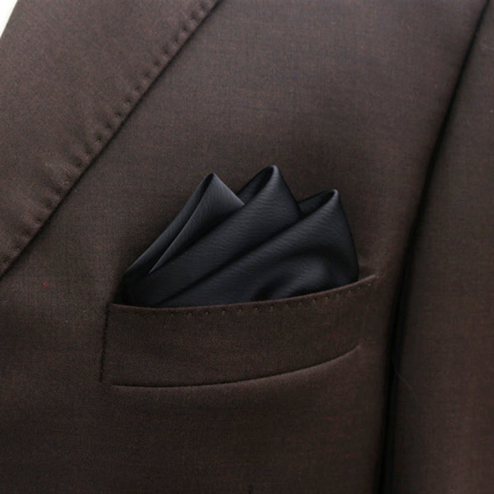 Papillon a punta tinta unita da uomo, stile bocciolo - Nero - Fazzoletto da taschino - image 15