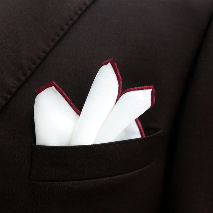 Papillon a punta tinta unita da uomo, stile bocciolo - Bianco - Fazzoletto da taschino - image 19