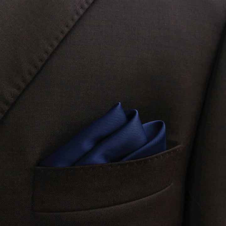 Papillon a punta tinta unita da uomo, stile bocciolo - Blu notte - Fazzoletto da taschino - image 22