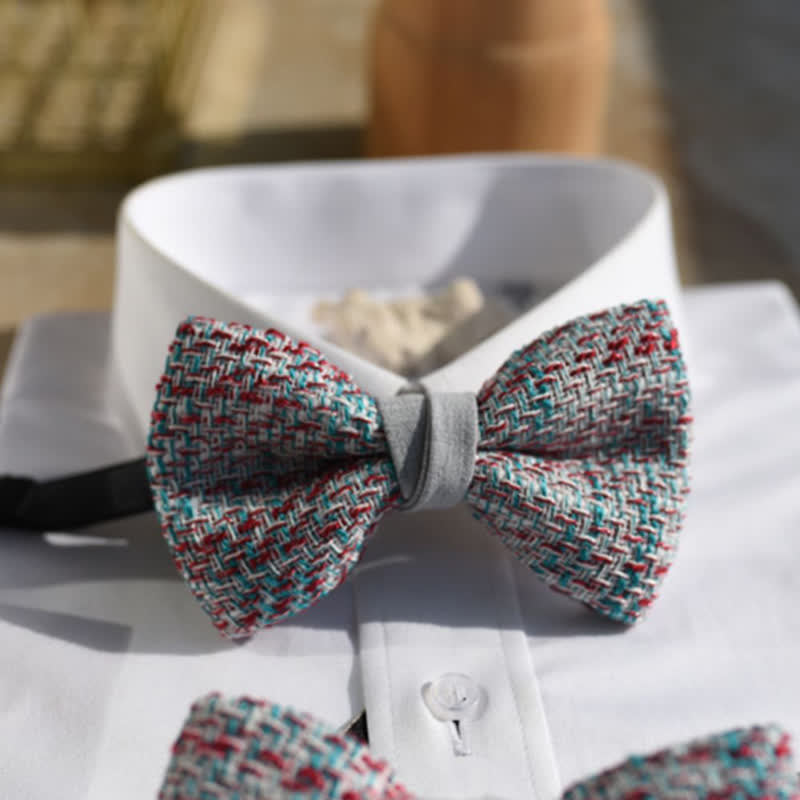 Papillon da uomo in tessuto grigio rosa blu misto colore - image 5