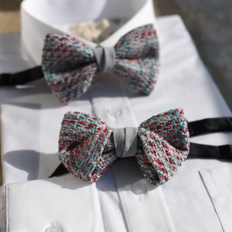 Papillon da uomo in tessuto grigio rosa blu misto colore - image 1