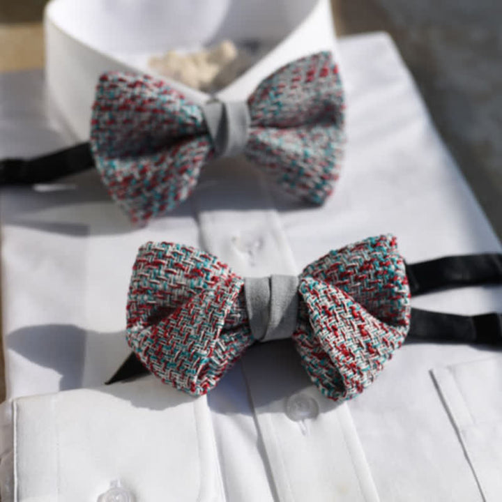 Papillon da uomo in tessuto grigio rosa blu misto colore - image 1
