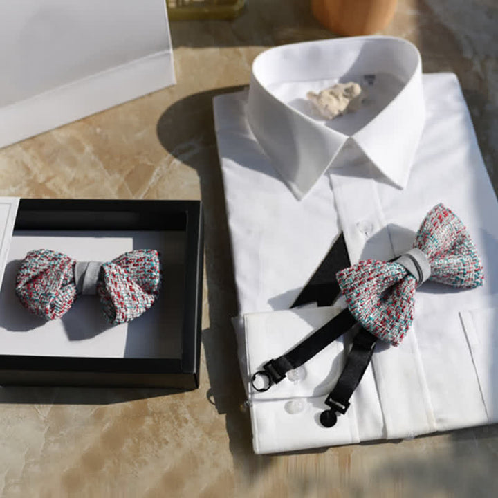 Papillon da uomo in tessuto grigio rosa blu misto colore - image 3