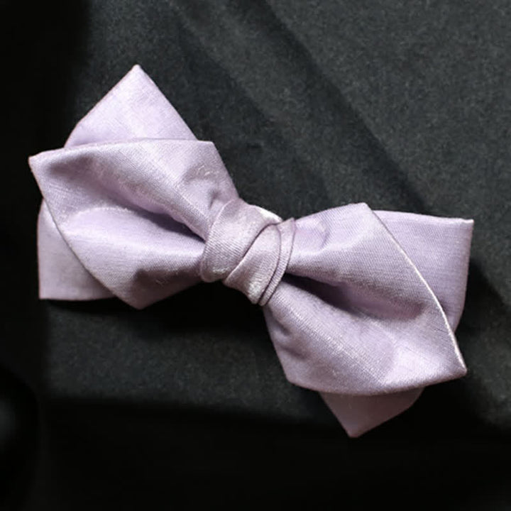 Papillon da uomo in tinta unita viola taro dolce - Stile n. 4 - image 8