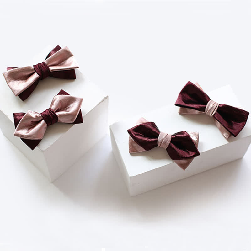 Papillon doppio strato rosa e bordeaux lucido da uomo - image 1