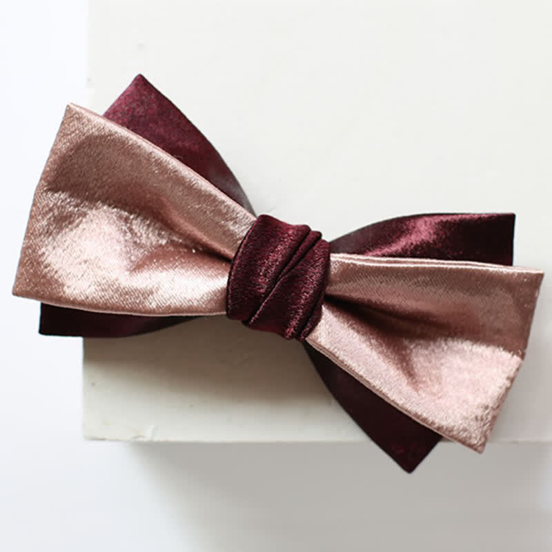 Papillon doppio strato rosa e bordeaux lucido da uomo - Stile n. 3 - image 6