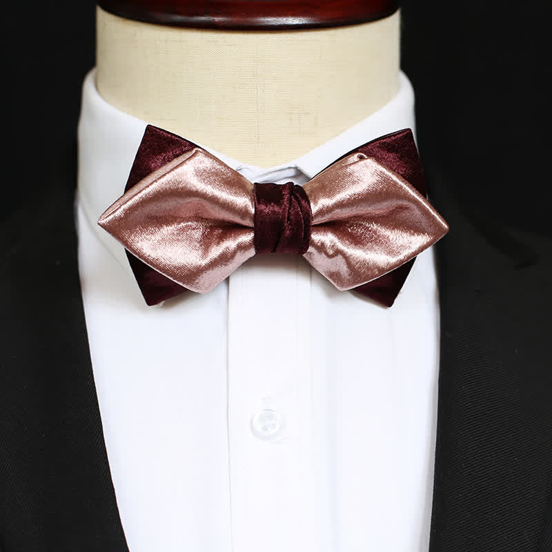 Papillon doppio strato rosa e bordeaux lucido da uomo - image 3