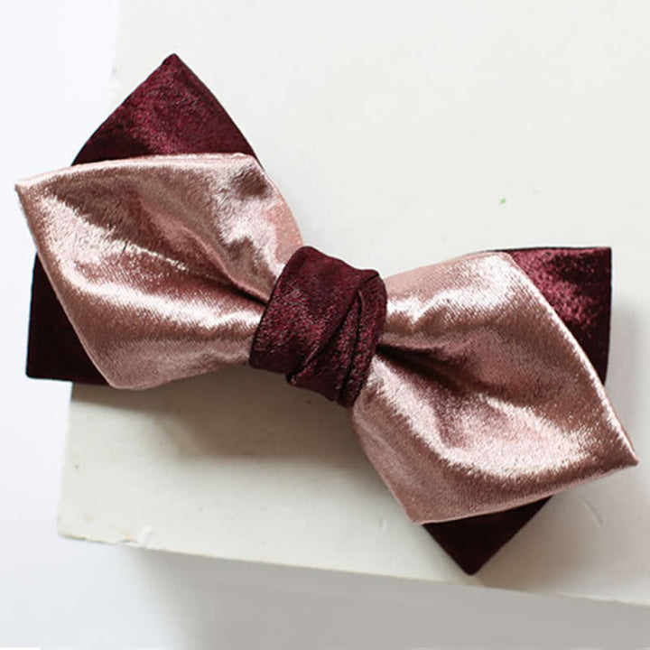 Papillon doppio strato rosa e bordeaux lucido da uomo - Stile n. 1 - image 2