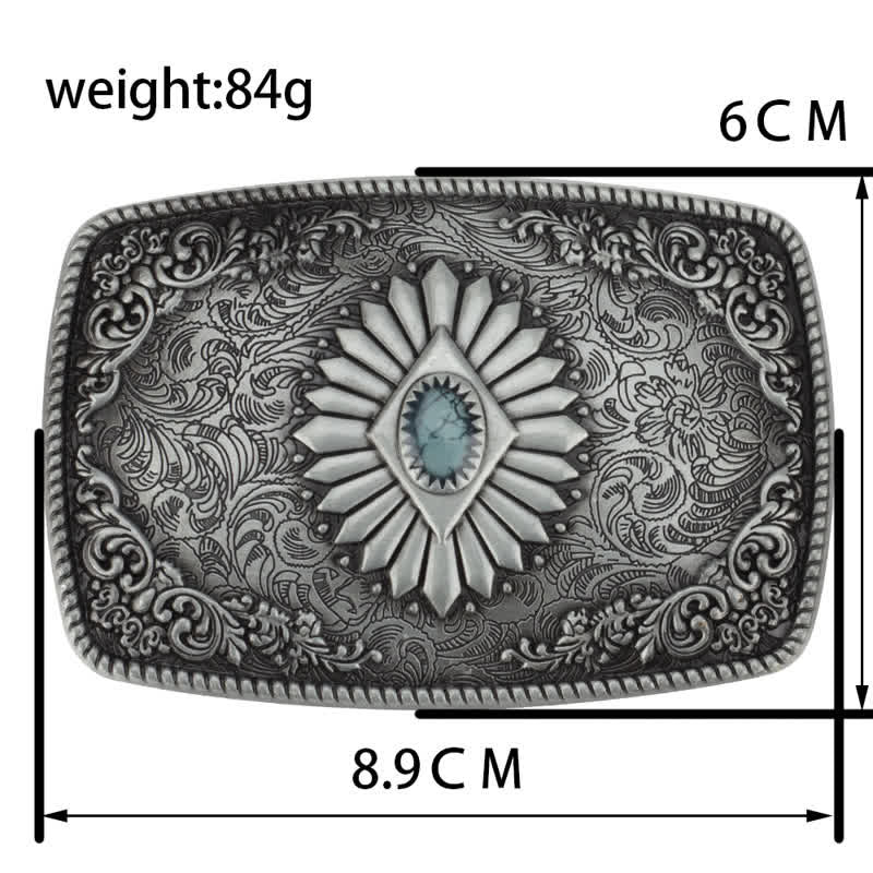 Cintura in pelle con fibbia automatica con motivo floreale inciso da uomo - image 8
