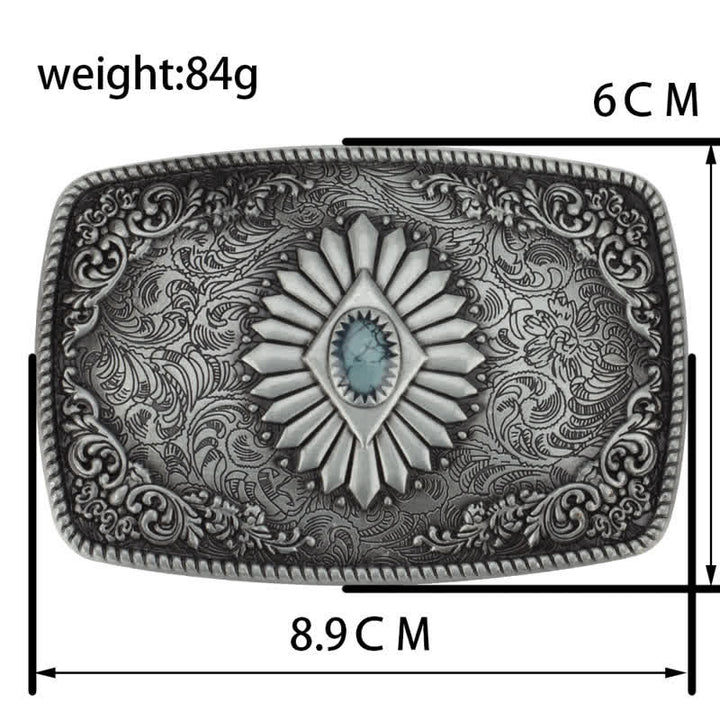 Cintura in pelle con fibbia automatica con motivo floreale inciso da uomo - image 8