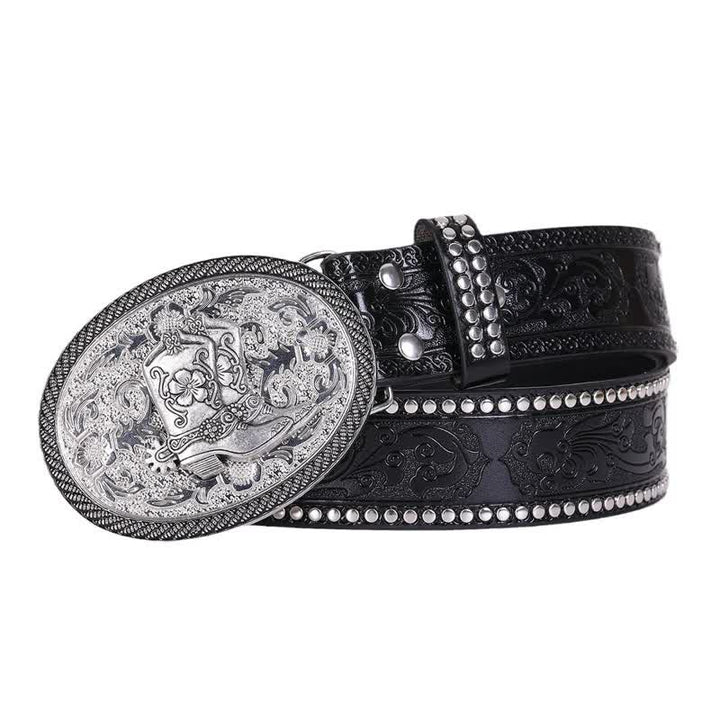 Stivali western da uomo con dettagli in rilievo e cintura in pelle - Stivali - 42 - image 0