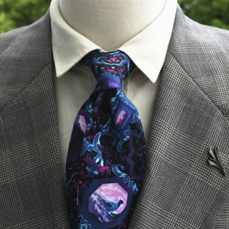 Cravatta Boho con motivo floreale fantastico da uomo - Stile n. 8 - image 9
