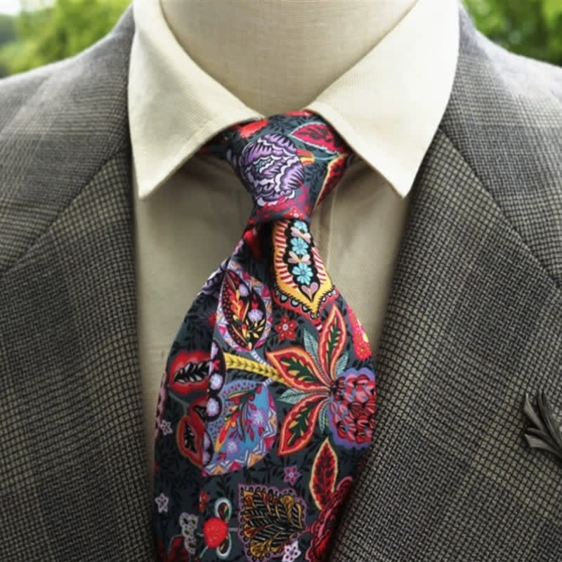 Cravatta Boho con motivo floreale fantastico da uomo - Stile n. 4 - image 5