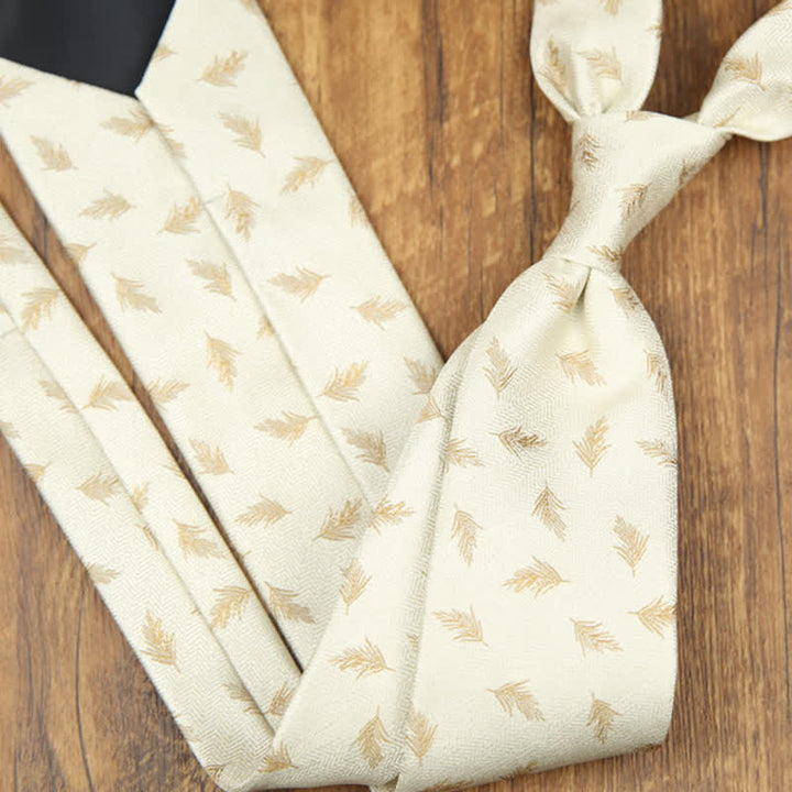 Cravatta da uomo classica con foglie e accessori per abito - Bianco - image 4