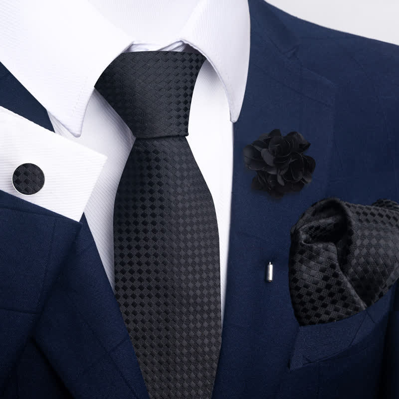 Set di 4 cravatte formali da uomo della serie nera - Stile n. 2 - image 2