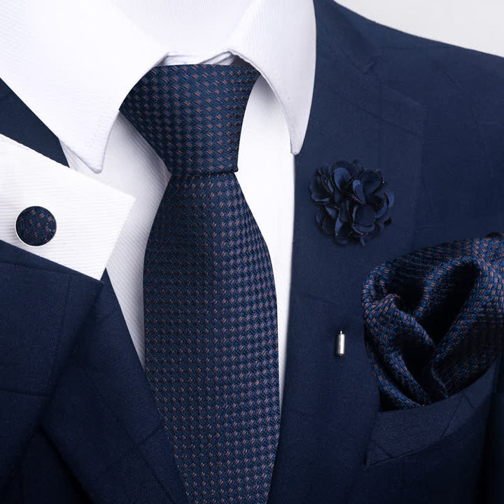 Set di 4 cravatte da uomo con motivo jacquard blu navy - Stile n. 1 - image 0