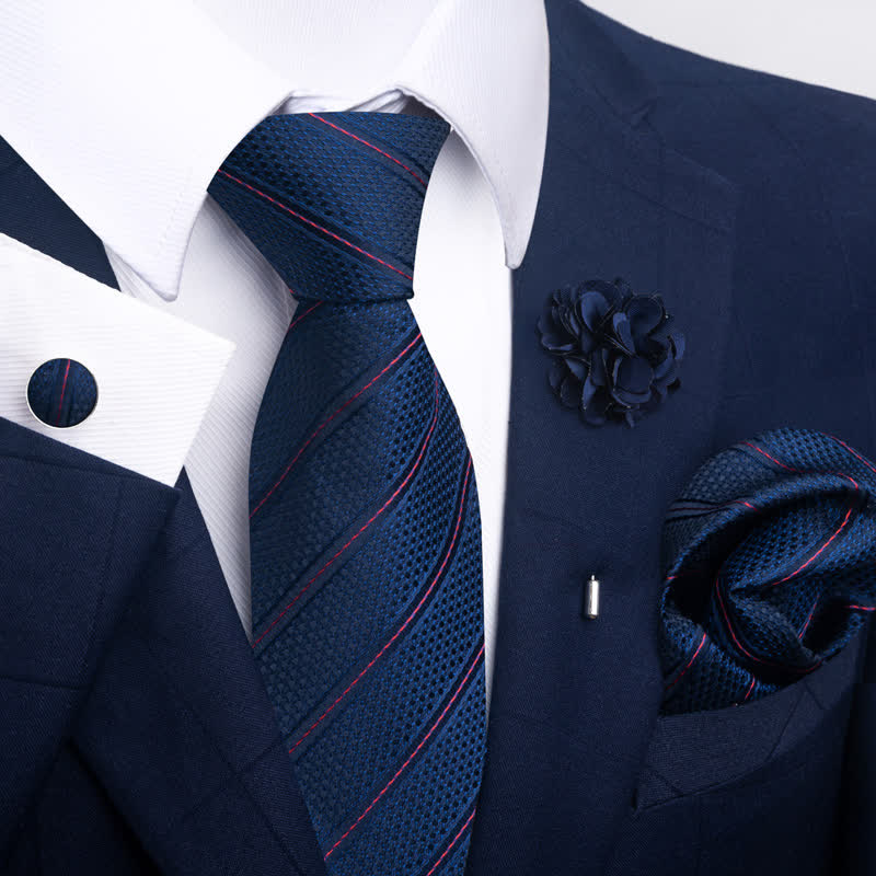 Set di 4 cravatte da uomo con motivo jacquard blu navy - Stile n. 2 - image 2