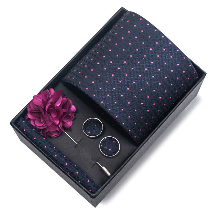 Set di 4 cravatte da uomo con motivo jacquard blu navy - image 15