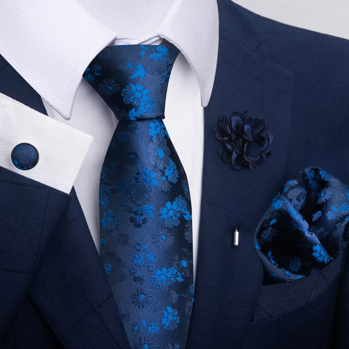 Set di 4 cravatte da uomo con motivo jacquard blu navy - Stile n. 6 - image 10