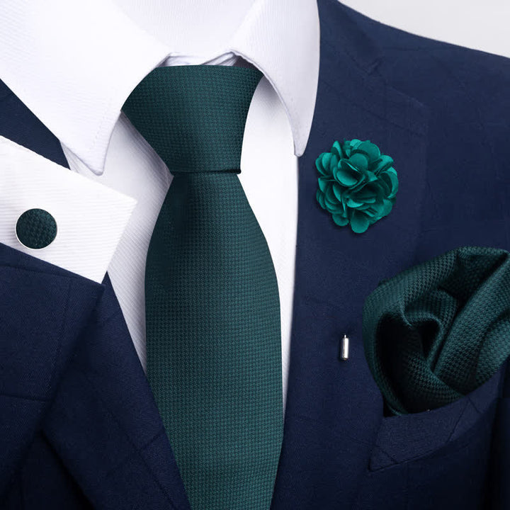 Set di 4 cravatte da uomo della serie Gentle Dark Green - Stile n. 3 - image 4