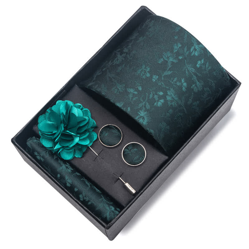 Set di 4 cravatte da uomo della serie Gentle Dark Green - image 1