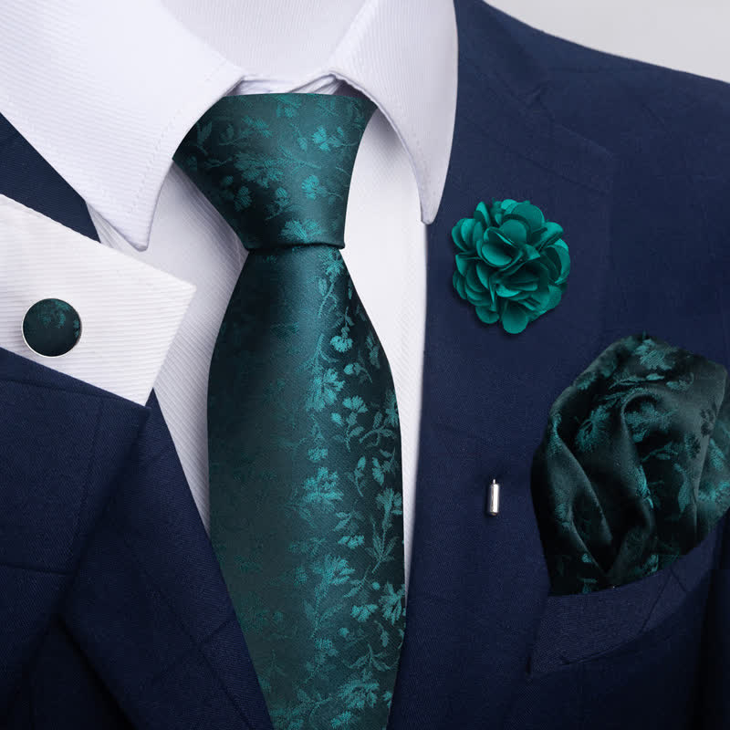 Set di 4 cravatte da uomo della serie Gentle Dark Green - Stile n. 1 - image 0