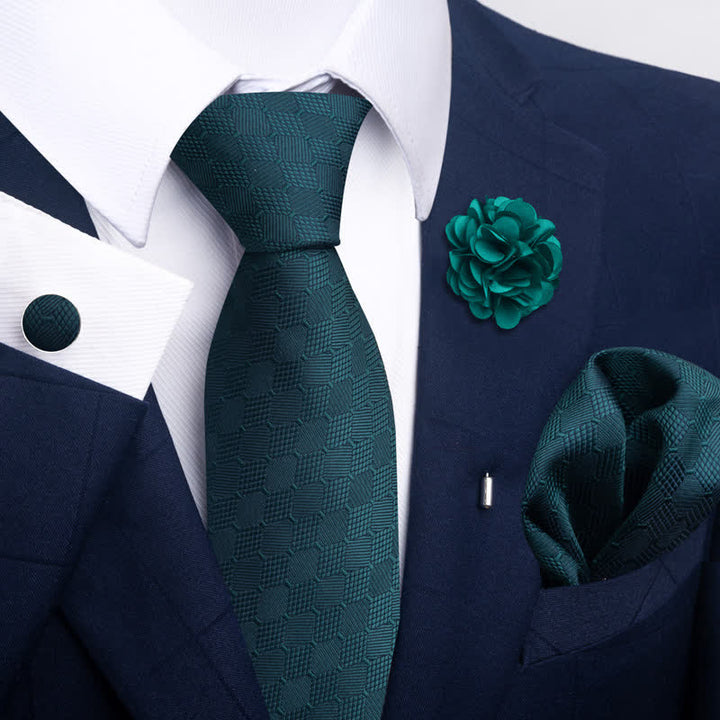 Set di 4 cravatte da uomo della serie Gentle Dark Green - Stile n. 4 - image 6