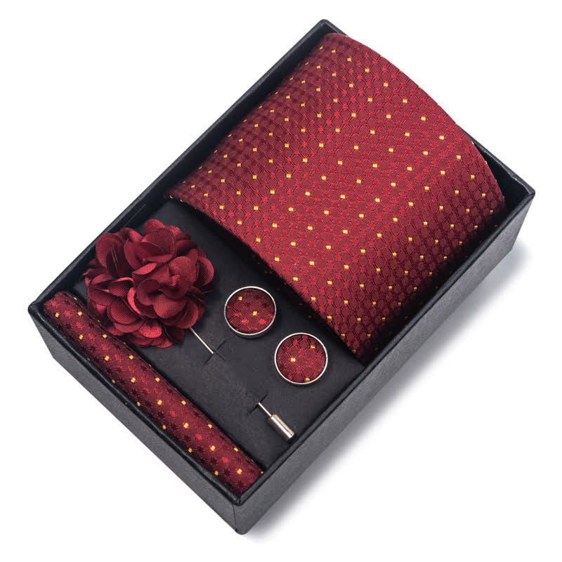 Set di 4 cravatte da uomo della serie rosso brillante attraente - image 1