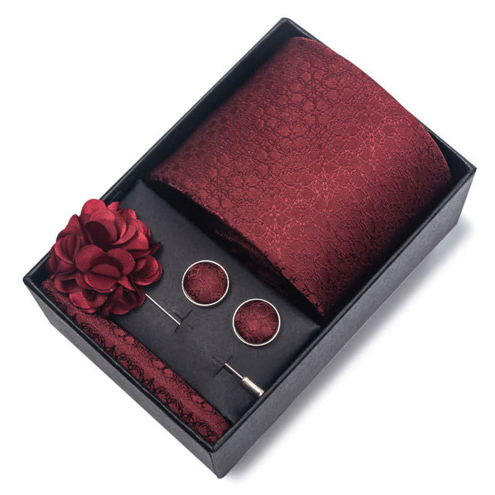 Set di 4 cravatte da uomo della serie rosso brillante attraente - image 11
