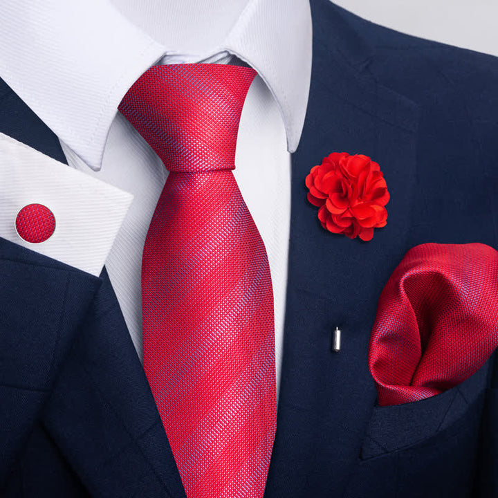 Set di 4 cravatte da uomo della serie rosso brillante attraente - Stile n. 5 - image 8