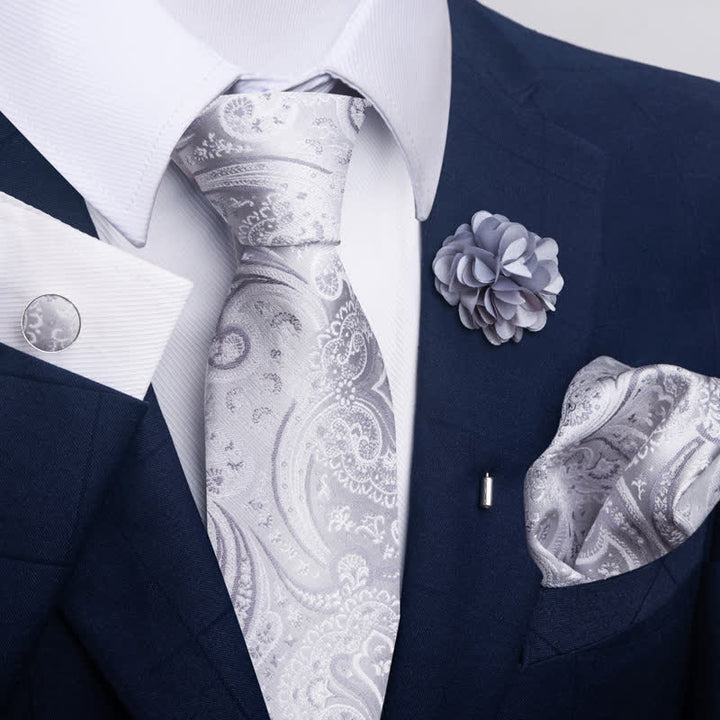 Set di 4 cravatte da uomo della serie Modern Silver Gray - Stile n. 2 - image 2