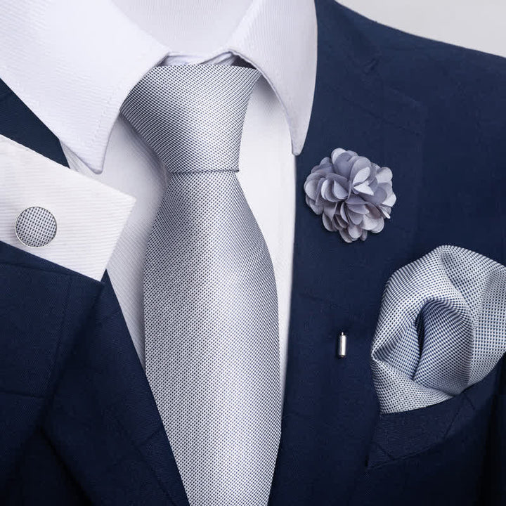 Set di 4 cravatte da uomo della serie Modern Silver Gray - Stile n. 3 - image 4