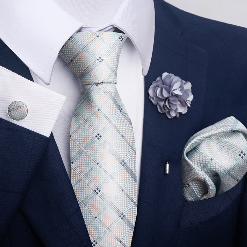 Set di 4 cravatte da uomo della serie Modern Silver Gray - Stile n. 1 - image 0
