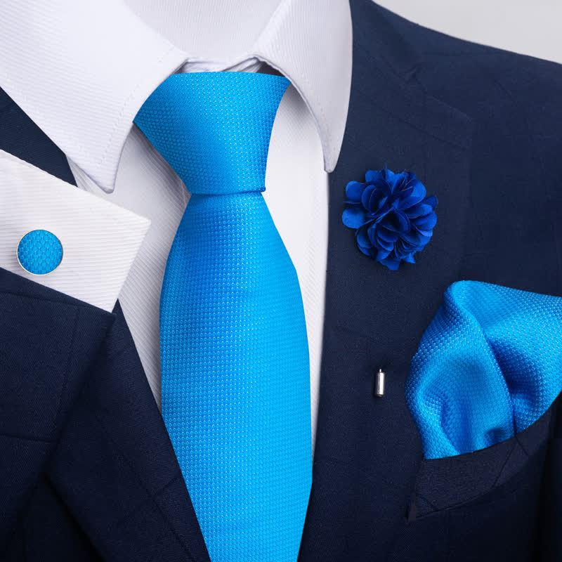 Set di 4 cravatte a righe floreali blu da uomo - Stile n. 2 - image 2