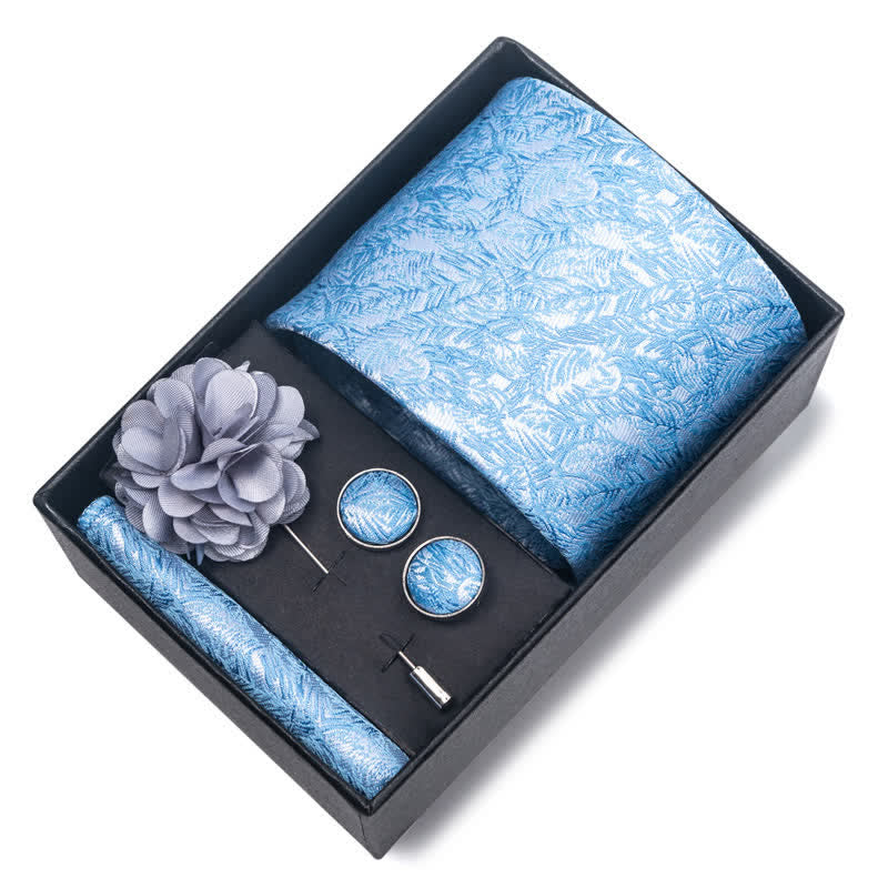 Set di 4 cravatte a righe floreali blu da uomo - image 1