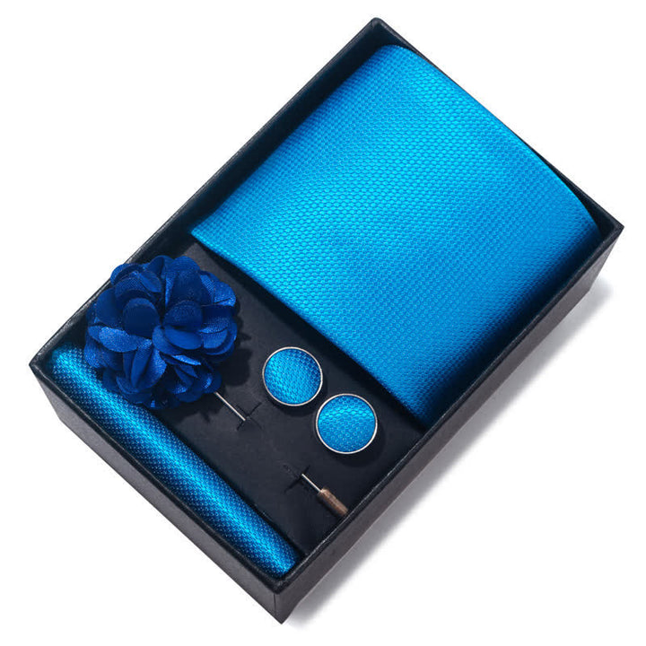 Set di 4 cravatte a righe floreali blu da uomo - image 3