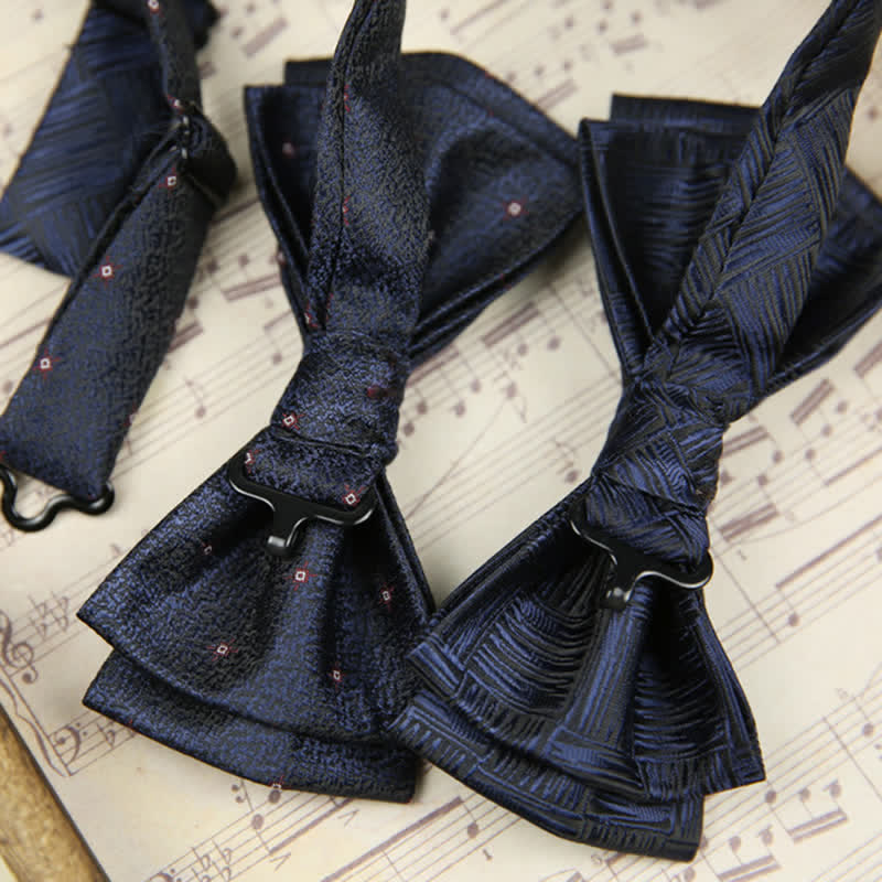 Papillon a righe in twill con foglie vintage da uomo - image 2