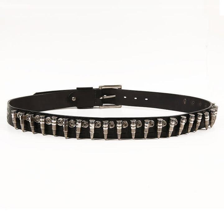 Cintura in pelle con motivo coccodrillo e borchie decorative da uomo - image 7