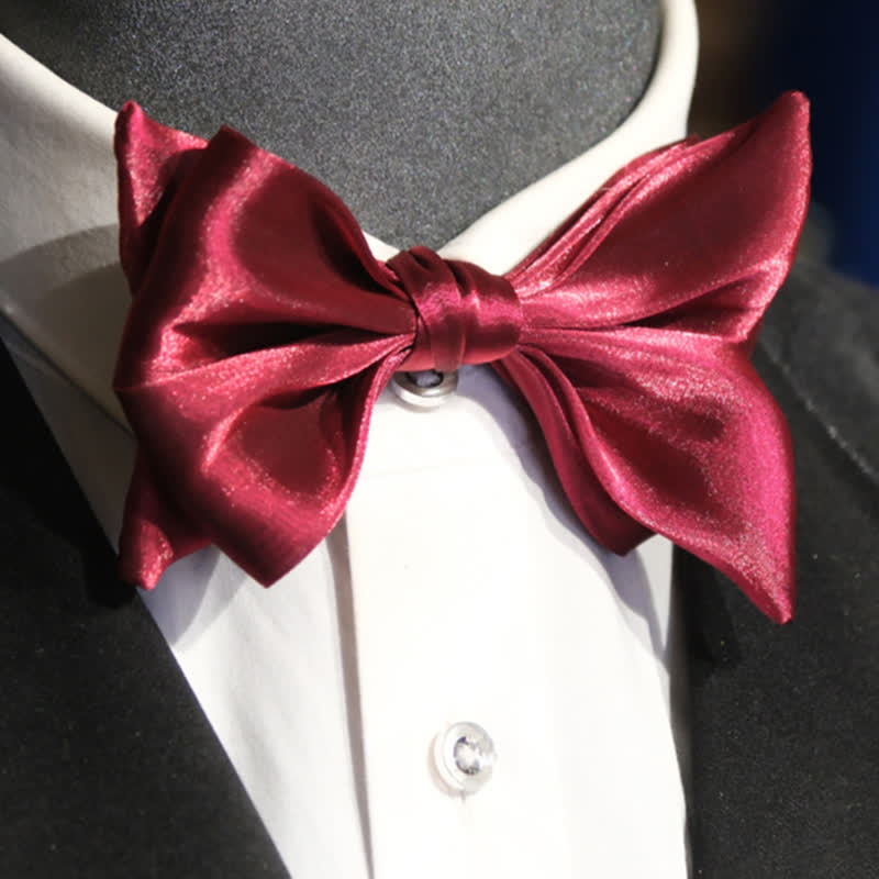 Papillon da uomo a forma di coda di pesce rosso vino lucido - Vino rosso - image 0