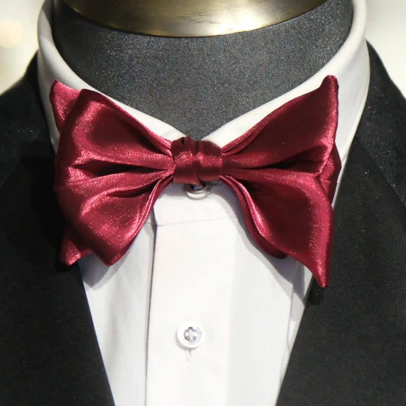 Papillon da uomo a forma di coda di pesce rosso vino lucido - image 3