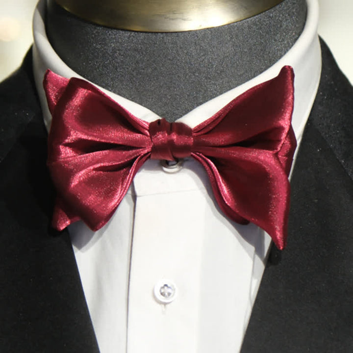 Papillon da uomo a forma di coda di pesce rosso vino lucido - image 3