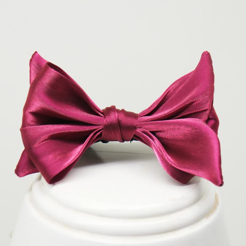 Papillon da uomo a forma di coda di pesce rosso vino lucido - image 1