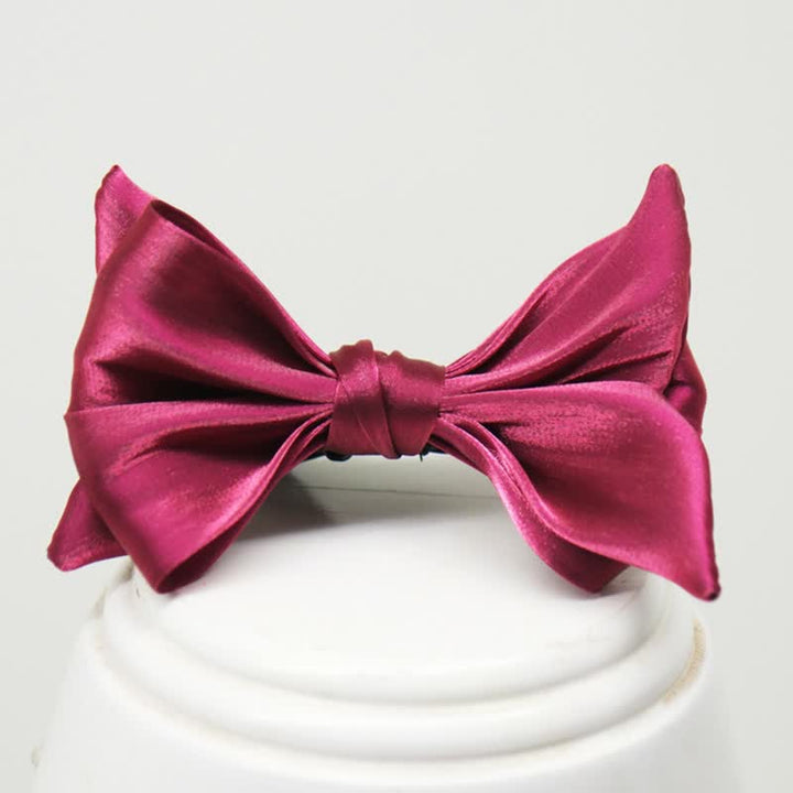 Papillon da uomo a forma di coda di pesce rosso vino lucido - image 1