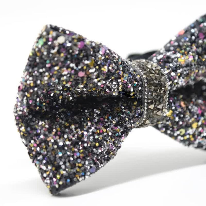 Cravatta a farfalla scintillante e colorata da uomo con strass - image 4